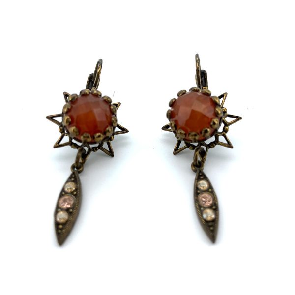Mariana Earrings Beautiful Red Aventurine Mineral, Lt Rose, & Clear Austrian Crystals My Treasures Coll.
