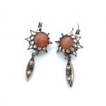 Mariana Earrings Beautiful Coral Mineral, Lt Peach, & Vitrail Med Austrian Crystals My Treasures Coll.