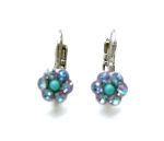Mariana Earrings Dangling Floral Vitrail Light & Turquoise Austrian Crystals St Lucia Caribbean Life Coll.