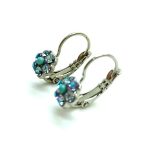 Mariana Earrings Dangling Floral Vitrail Light & Turquoise Austrian Crystals St Lucia Caribbean Life Coll. - Image 2