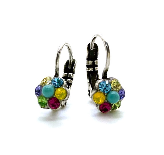 Mariana Earrings Dainty Floral Multi Color Austrian Crystals Cuba Caribbean Life Coll.