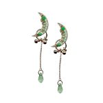 Mariana Earrings Crescent Dangling Chrysolite, Pacific Opal, & Green Opal Austrian Crystals Angelica East Meets West Coll. - Image 3