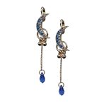 Mariana Earrings Crescent Dangling Capri Blue & Clear Austrian Crystals My Treasures Coll.
