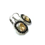 Mariana Earrings Octagon Shaped Moonlight & Jet Black Austrian Crystals Black Orchid Botanica Coll. - Image 3