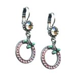 Mariana Earrings Charming Lt Rose, Green Turq, & Lt Topaz Austrian Crystals Orchid Silk Road Coll.