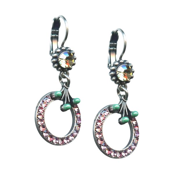Mariana Earrings Charming Lt Rose, Green Turq, & Lt Topaz Austrian Crystals Orchid Silk Road Coll.