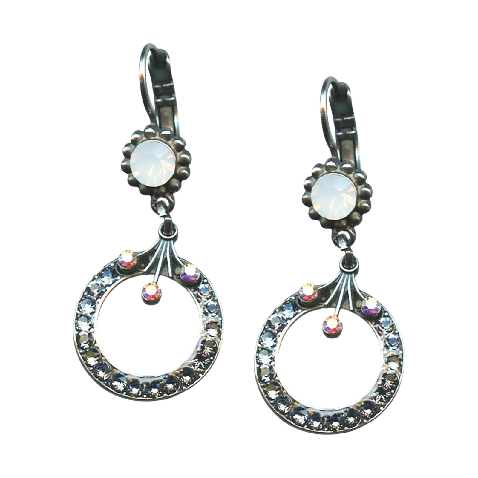 E-1176-1069(1) Earrings By Mariana Woman Elegant White Opal and AB Swarovski Crystals - Image 1