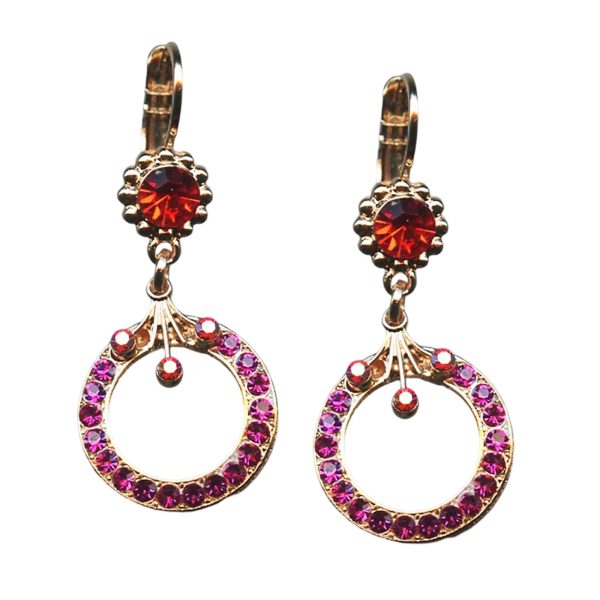 Mariana Earrings Dangling Halo Hyacinth & Fuchsia Austrian Crystals Lady Marmalade Songbook Coll.