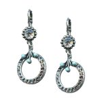 Mariana Earrings Sophisticated Black Diamond, Turq, & Clear Austrian Crystals Zanzibar Africa Coll. - Image 2