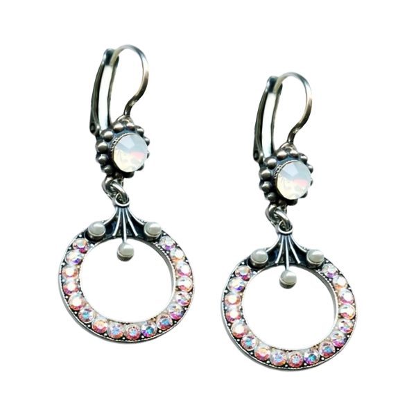 Mariana Earrings Glitzy AB, White Opal, & Pearl Austrian Crystals SeaShell Nature Coll.