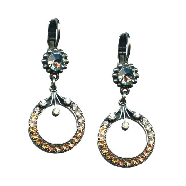 Mariana Earrings Glamorous Moonlight, Lt Amber, Silk, & Lt Blue Austrian Crystals Moon Dance Songbook Coll.