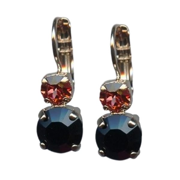 Mariana Earrings Sophisticated Jet & Padparadscha Austrian Crystals Pomegranate Silk Road Coll.