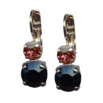 Mariana Earrings Sophisticated Jet & Padparadscha Austrian Crystals Pomegranate Silk Road Coll. - Image 3