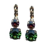 Mariana Earrings Classy Fern Green & Amethyst Austrian Crystals My Treasures Coll.