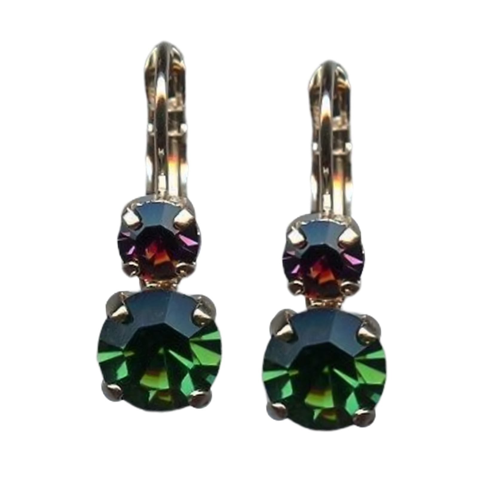 E-1190-204291-YG6(1) Mariana Earrings Classy Fern Green & Amethyst Austrian Crystals My Treasures Coll. - Image 1