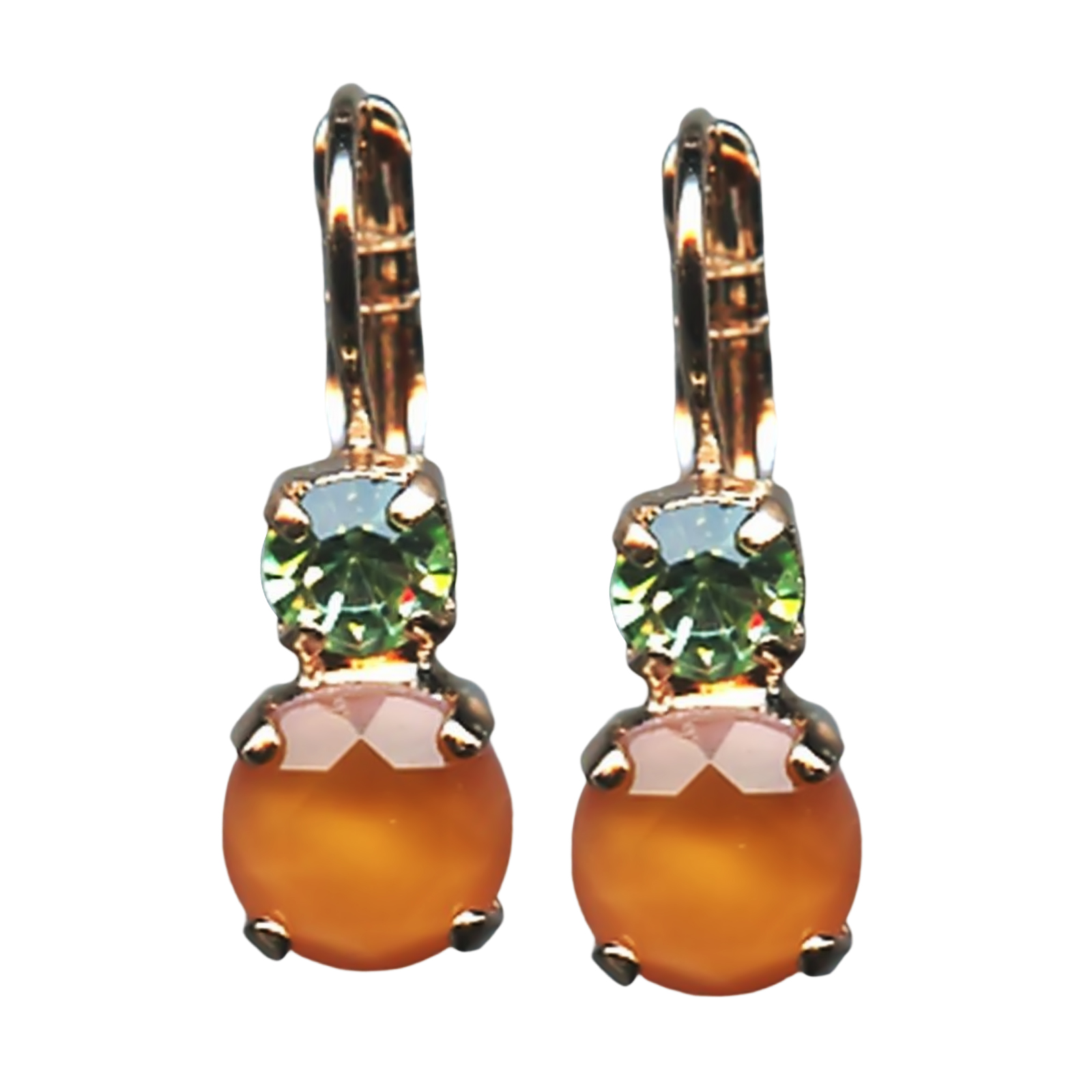 E-1190-2384R-RG6(1) Mariana Earrings Charming Peach Opal & Olivine Austrian Crystals My Treasures Coll. - Image 1