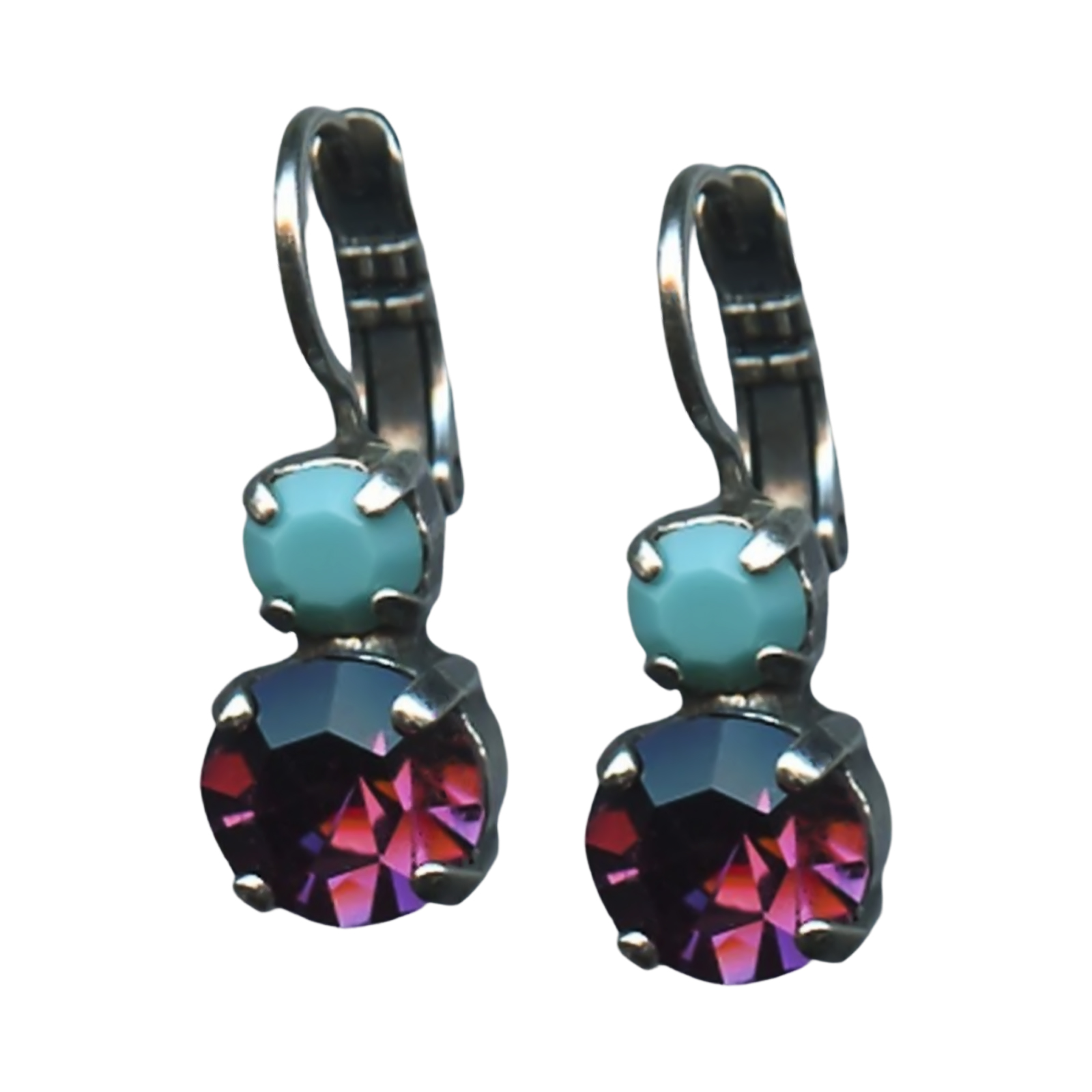 E-1190-267204-SP6(1) Earrings By Mariana Woman Luxurious Turquoise and Amethyst Swarovski Crystals - Image 1