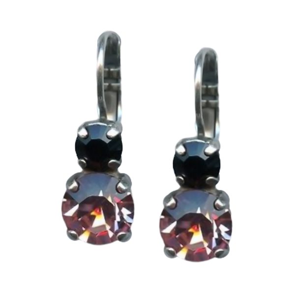 Mariana Earrings Glamorous Jet Black & Lt Rose Austrian Crystals My Treasures Coll.