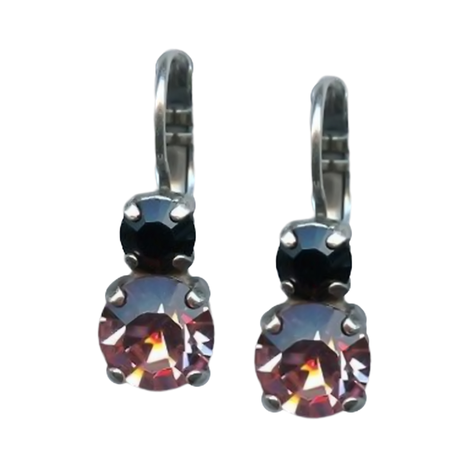 E-1190-280223-SP6(1) Mariana Earrings Glamorous Jet Black & Lt Rose Austrian Crystals My Treasures Coll. - Image 1