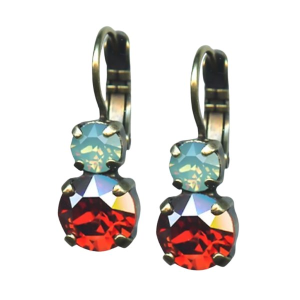 Earrings By Mariana Woman Beautiful Bright Red and Pacific Opal Swarovski Crystals
