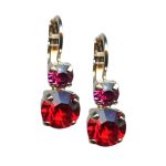 Earrings By Mariana Woman Stunning Siam and Fuchsia Swarovski Crystals