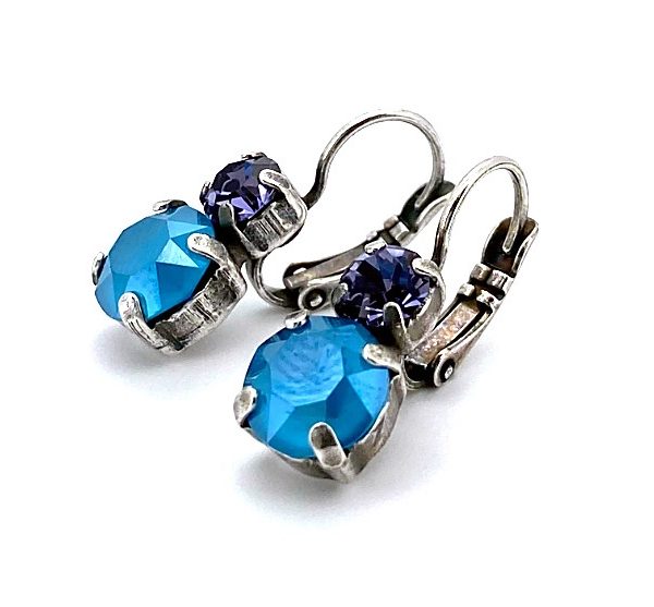 Mariana Earrings Tanzanite & Azure Blue Opal Austrian Crystal My Treasures Coll.