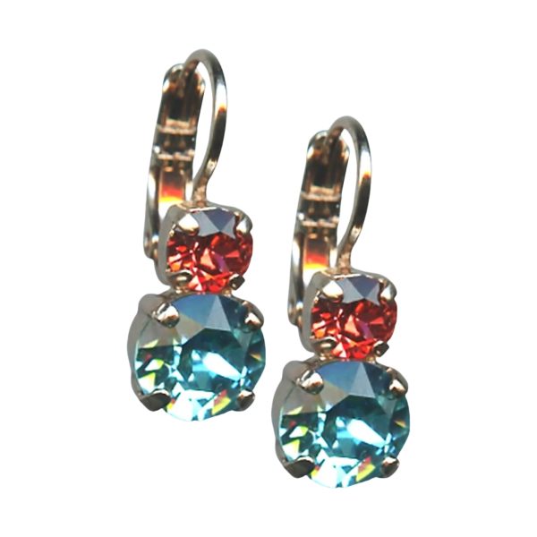 Mariana Earrings Preppy Lt Turq & Padparadscha Austrian Crystals My Treasures Coll.