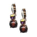 Mariana Earrings Brown Jasper & Lt Amethyst Austrian Crystals My Treasures Coll.
