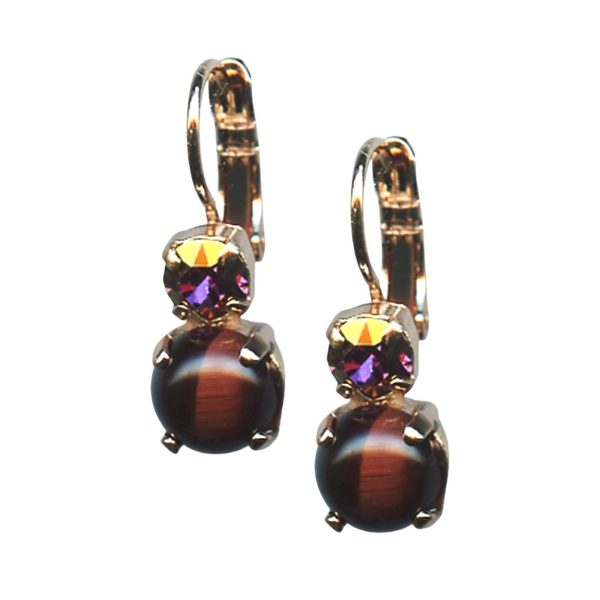 Mariana Earrings Brown Jasper & Lt Amethyst Austrian Crystals My Treasures Coll.