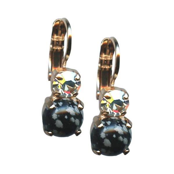 Mariana Earrings Snowflake Obsidian Mineral & Clear Austrian Crystals Zulu Africa Coll.