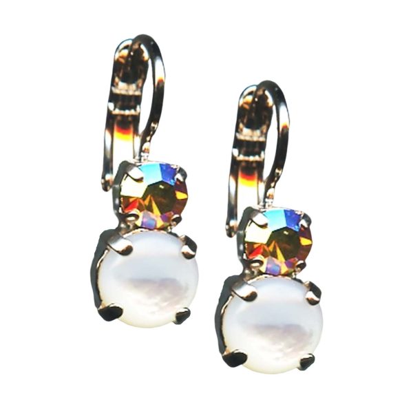 Mariana Earrings White Shell Mineral & Topaz Austrian Crystals Aurora Odyssey Coll.
