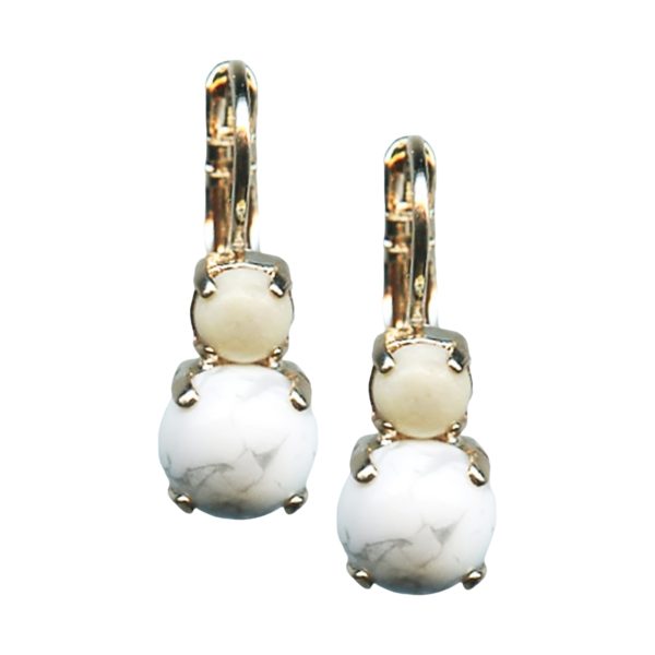 Mariana Earrings Riverstone & White Howlite Mineral Austrian Crystals My Treasures Coll.