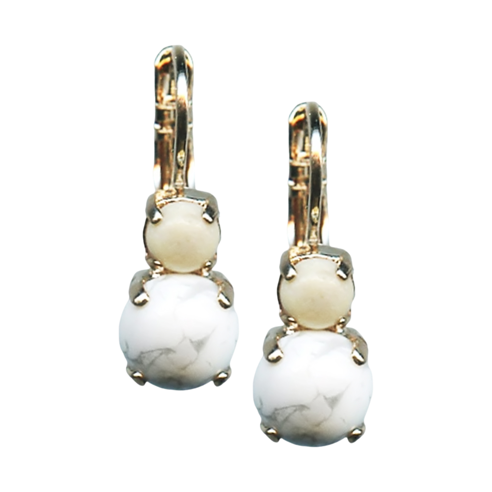 E-1190-M73M33-RG6(1) Mariana Earrings Riverstone & White Howlite Mineral Austrian Crystals My Treasures Coll. - Image 1