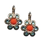 Mariana Earrings Lovely Floral Aquamarine & Coral Austrian Crystals Serengeti Africa Coll.