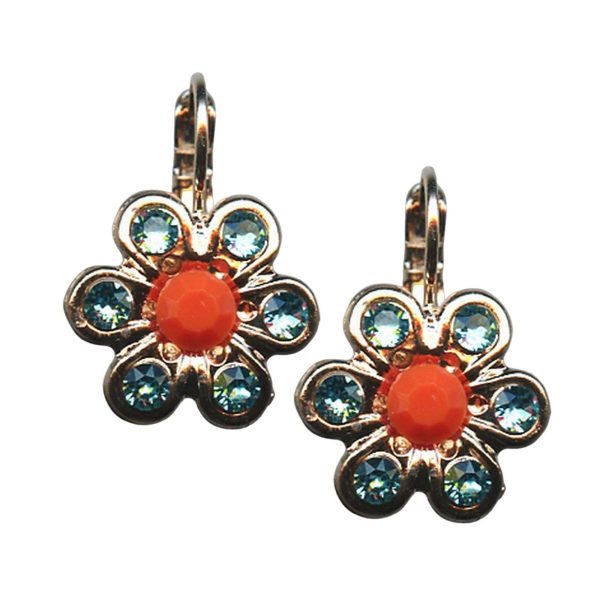 Mariana Earrings Lovely Floral Aquamarine & Coral Austrian Crystals Serengeti Africa Coll.
