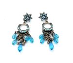 Mariana Earrings Boho Gypsy Capri Blue & AB Austrian Crystals Grace Icons Coll.