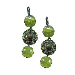 Mariana Earrings Dangling Floral Rhyolite Mineral & Olivine Austrian Crystals My Treasures Coll. - Image 2