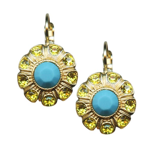 Mariana Earrings Adorable Turq & Jonquil Yellow Austrian Crystals Patience Inspiration Coll.