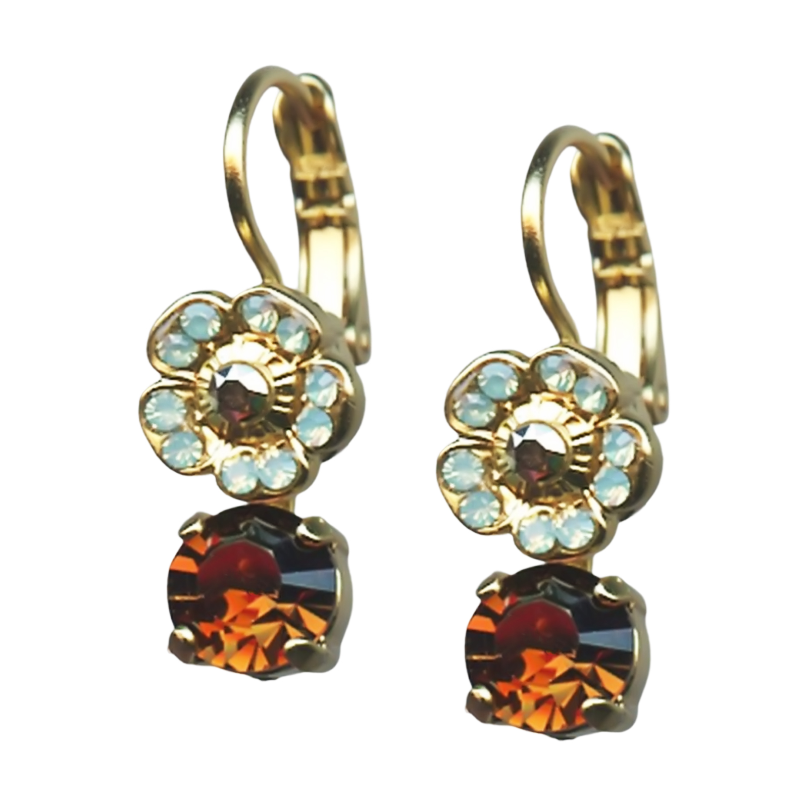 E-1211-1040(1) Mariana Earrings Precious Topaz, Pacific Opal, & Aurum Austrian Crystals Serai Silk Road Coll. - Image 1