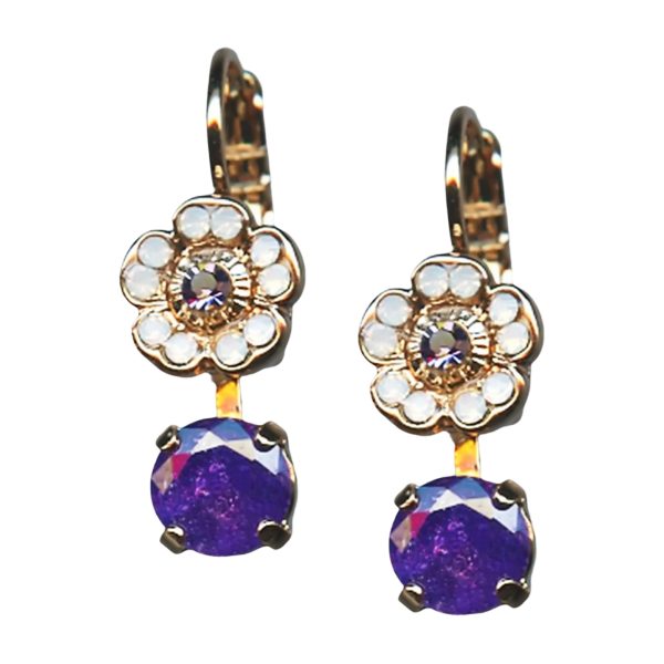 Mariana Earrings Exquisite Purple & White Opal Austrian Crystals Purple Rain Cocktail Hour Coll.