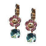 Mariana Earrings Sassy Floral Lt Rose, Aquamarine, & Yellow Austrian Crystals Margarita Cocktail Hour Coll.