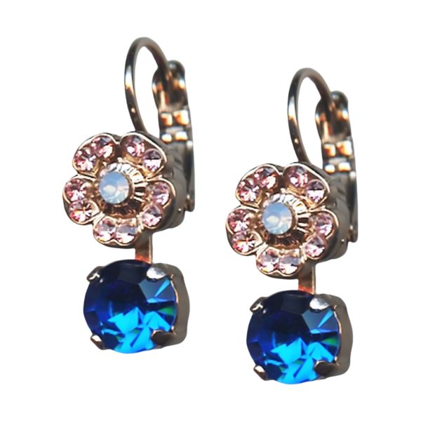 Mariana Earrings Classy Capri Blue, Lt Rose, & Air Blue Opal Austrian Crystals Kiss From A Rose Songbook Coll.