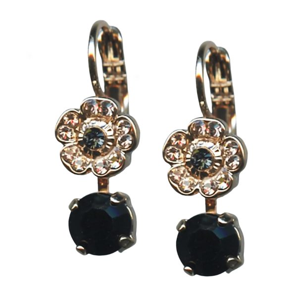 Mariana Earrings Elegant Jet Black, Vintage Rose, & Black Diamond Austrian Crystals Black Velvet Songbook Coll.