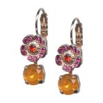 Mariana Earrings Luscious Floral Orange Opal, Fuchsia, & Hyacinth Austrian Crystals Lady Marmalade Songbook Coll.