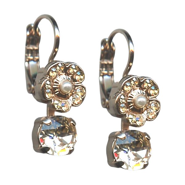 Mariana Earrings Fab Golden Shadow & Pearl Austrian Crystals Kalahari Africa Coll.