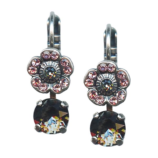 Mariana Earrings Elegant Floral Lt Rose & Silver Night Austrian Crystals Madagascar Africa Coll.