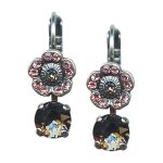 Mariana Earrings Elegant Floral Lt Rose & Silver Night Austrian Crystals Madagascar Africa Coll. - Image 2