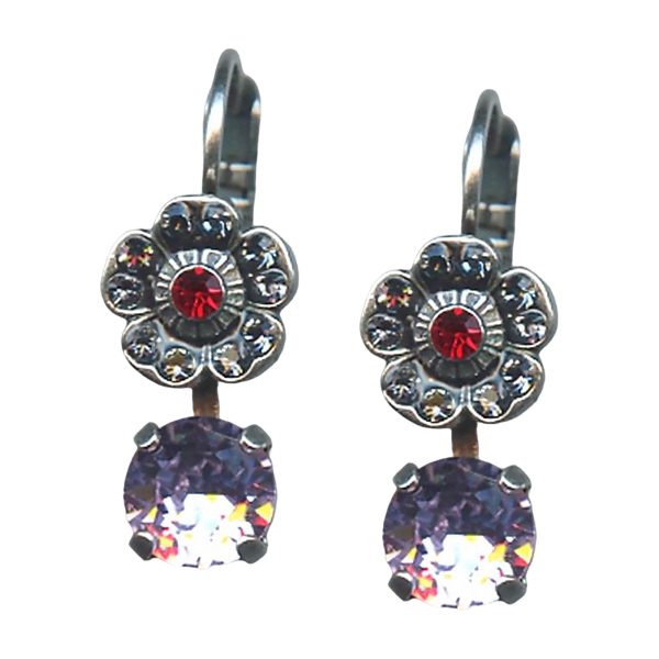 Mariana Earrings Exquisite Denim Blue, Violet & Lt Siam Austrian Crystals Gaea Odyssey Coll.