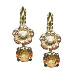 Mariana Earrings Shimmering Golden Shadow, AB, & Pearl Austrian Crystals Aurora Odyssey Coll.
