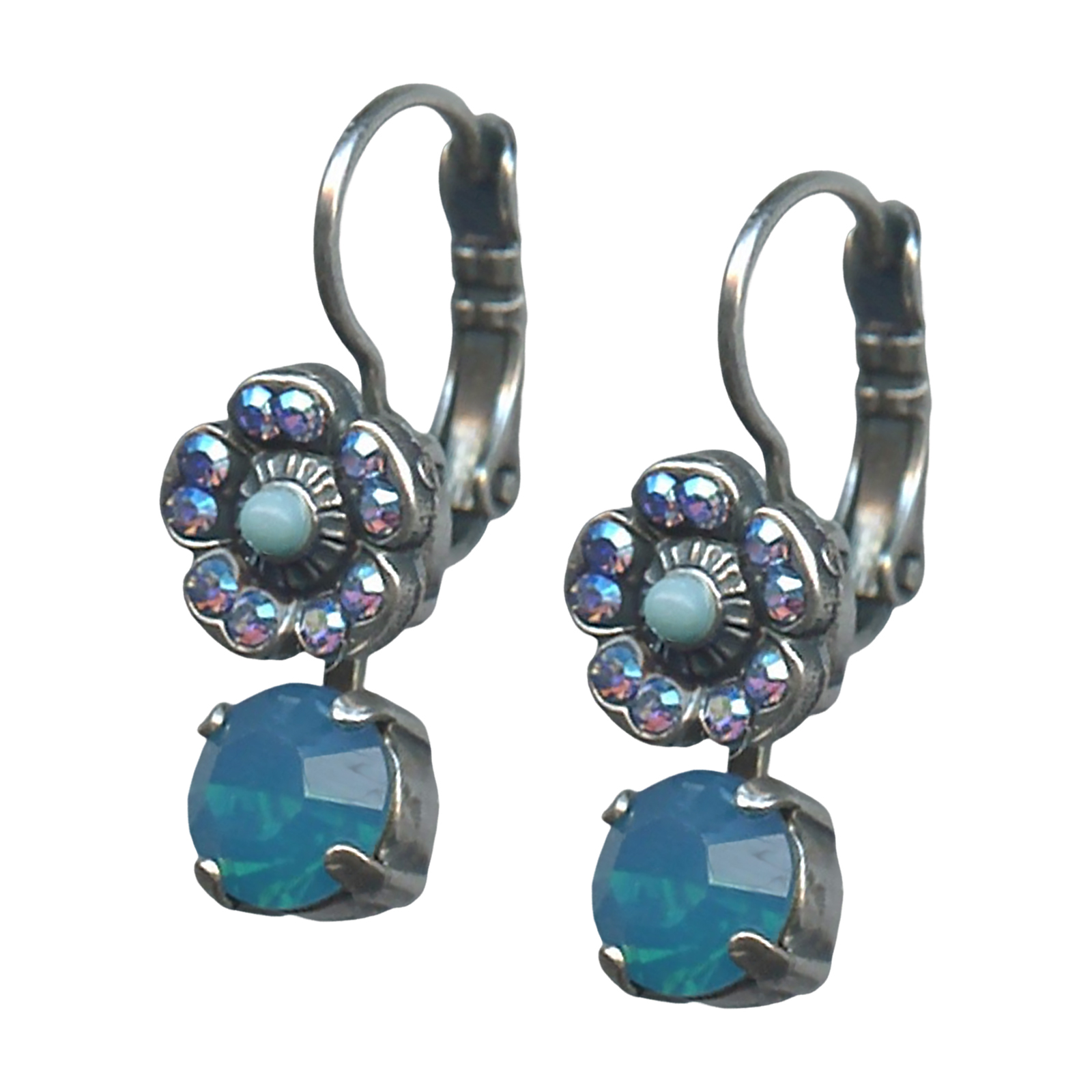 E-1211-1204-SP6(1) Mariana Earrings Gorgeous Caribbean Blue Opal, AB & Turq Austrian Crystals My Treasures Coll. - Image 1